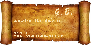 Gaszler Balabán névjegykártya